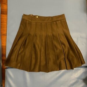 Khaki High Waisted Pleated Skirt